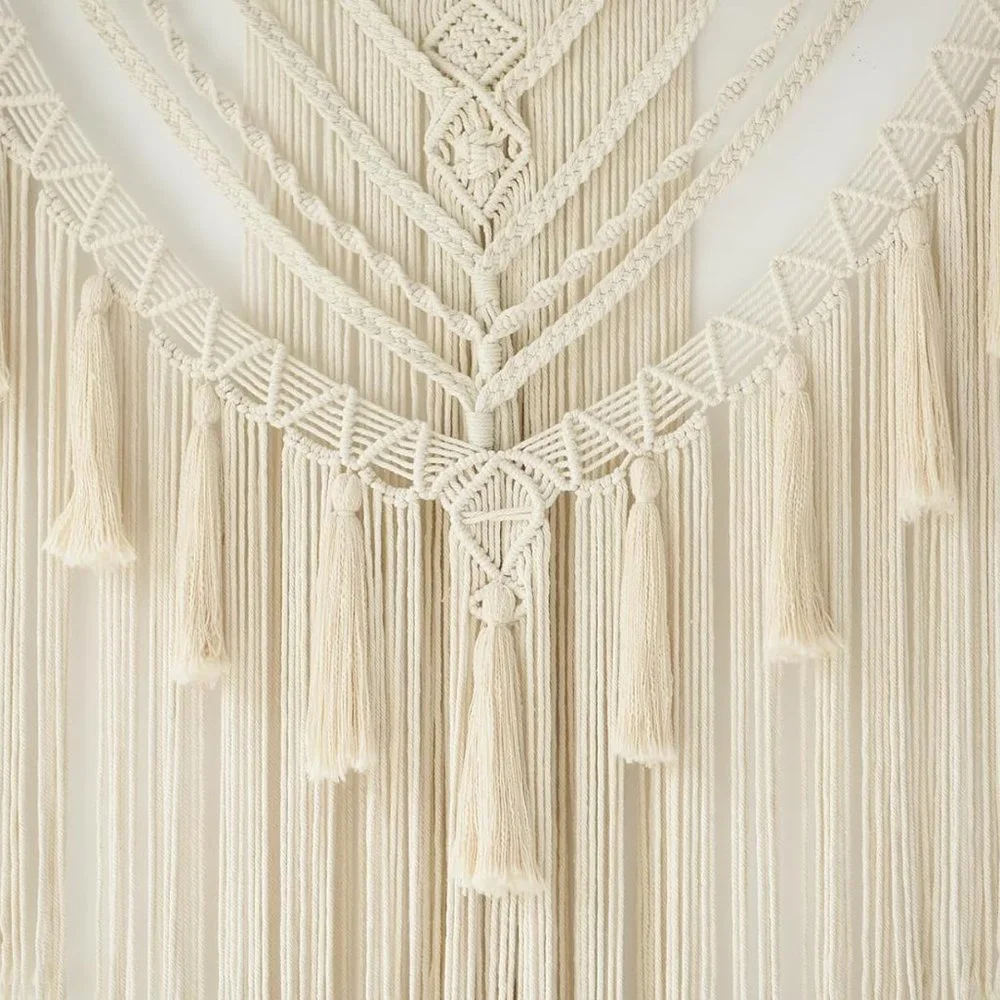 Boho Macrame Woven Handmade Craft Mid Century Modern Hanging Tassel Room Decor